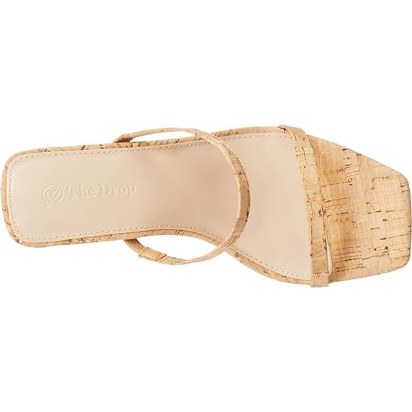 Women's Avery Square Toe Two Strap High Heeled Cork Sandal - Picture 7 of 7